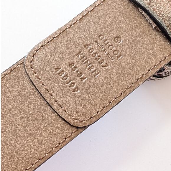 Gucci GG Supreme Monogram Suede Dionysus Belt Womens 85 34 Beige Taupe